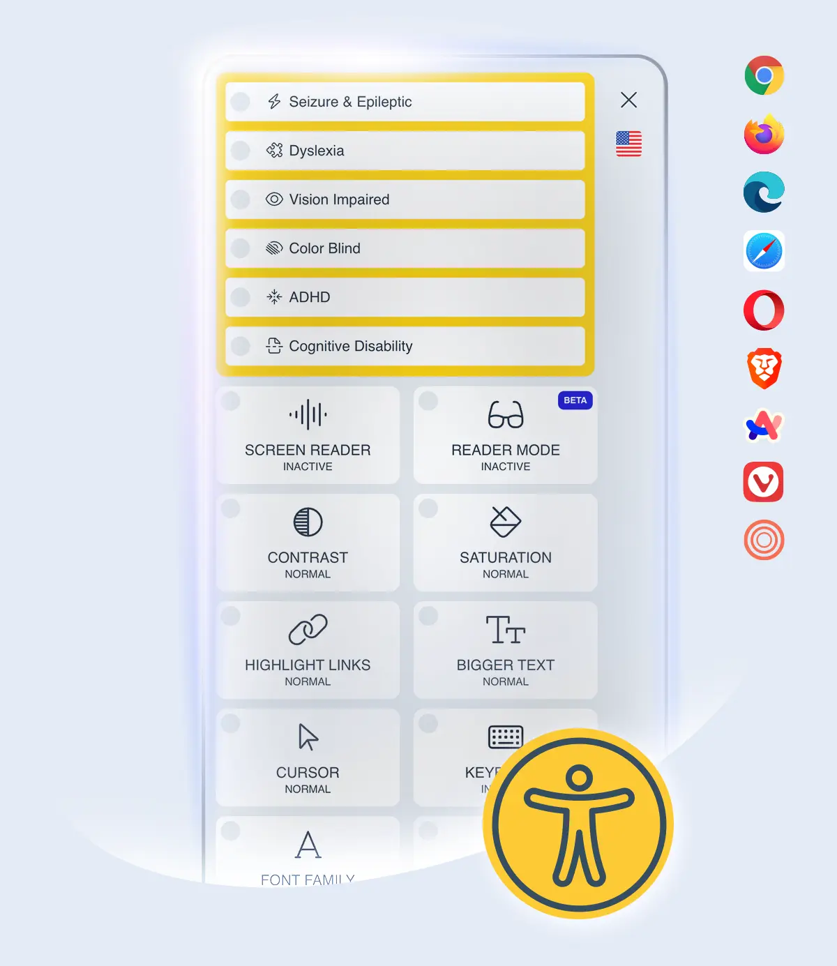 Az akadálymentesítési funkciókat bemutató grafika