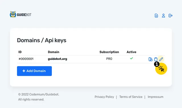 A domain listában válassza a szerkesztés lehetőséget